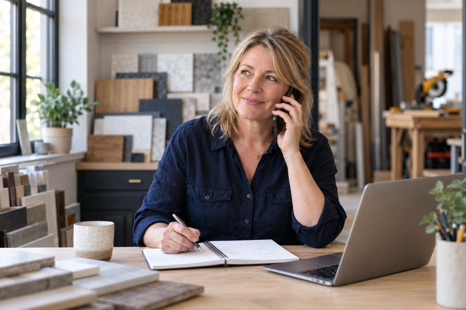 Local business owner answering an incoming customer enquiry call